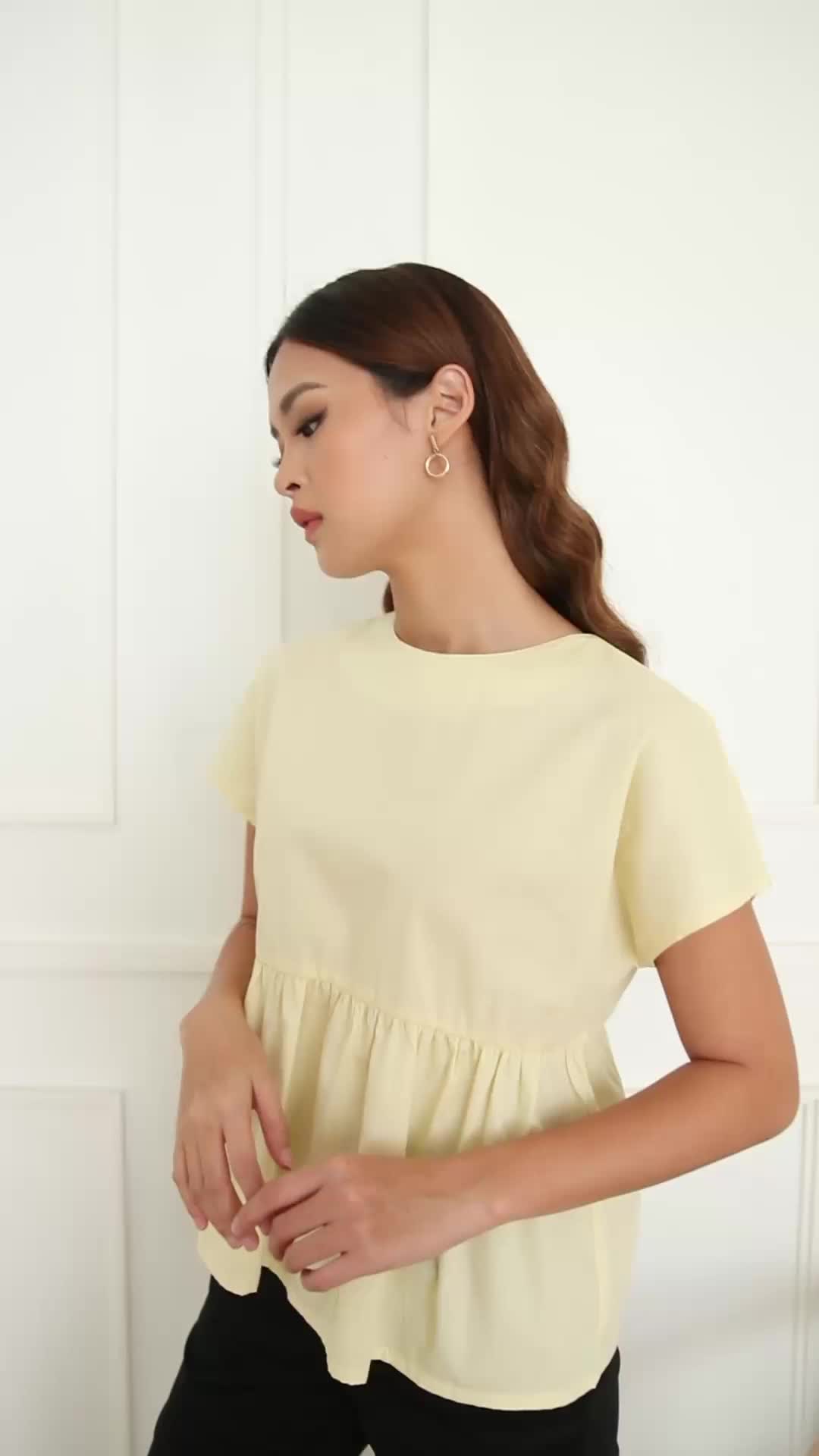 Ms Daisy Ivy Ribbon Top Baju Atasan Wanita Kasual Lengan Pendek