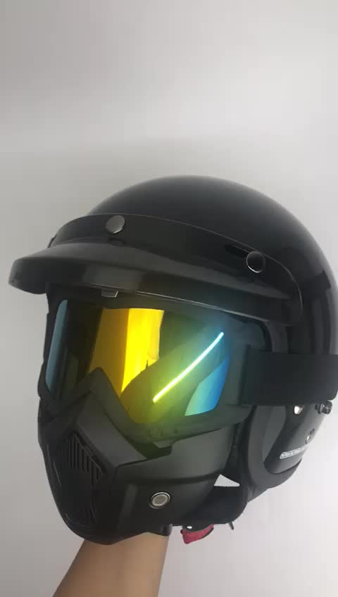 Helm Goggle Mask Retro Dewasa Pet Aksesoris Motorcycle helm setengah wajah visor silver perlengkapan pelindung bogo