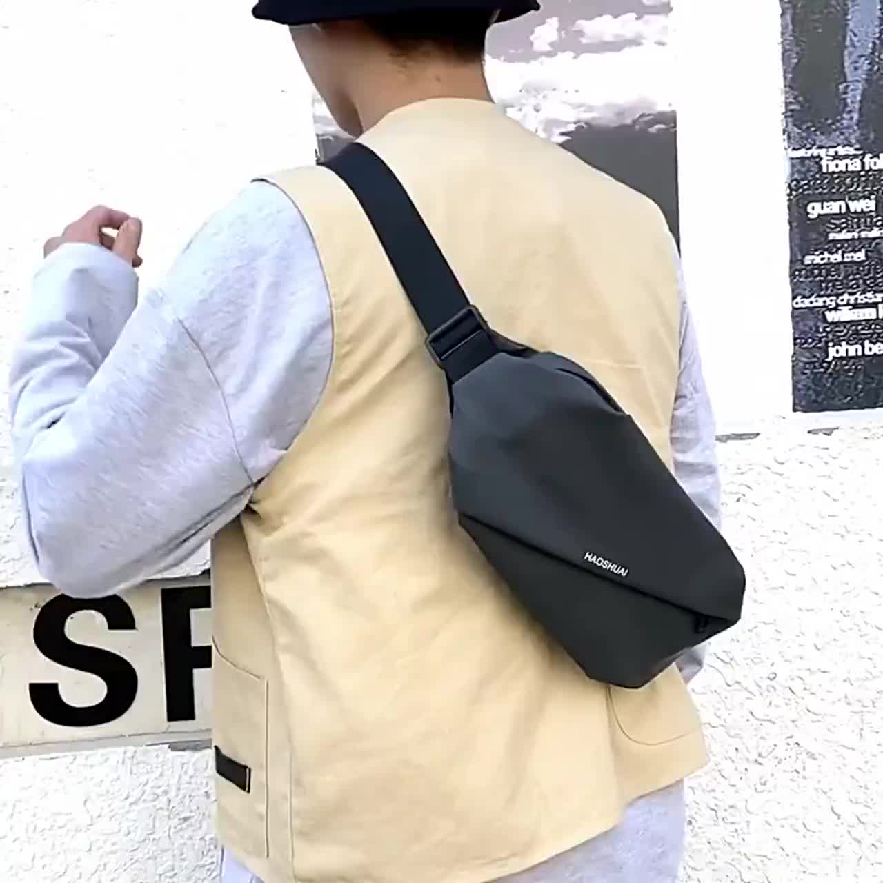 Freeknight Tas Selempang Pria Terbaru 2023 Sling Bag Cowok Waterproof Dua Muka Casual Waistbag Pria Polos Tas Pinggang Slingbag Pria TS218
