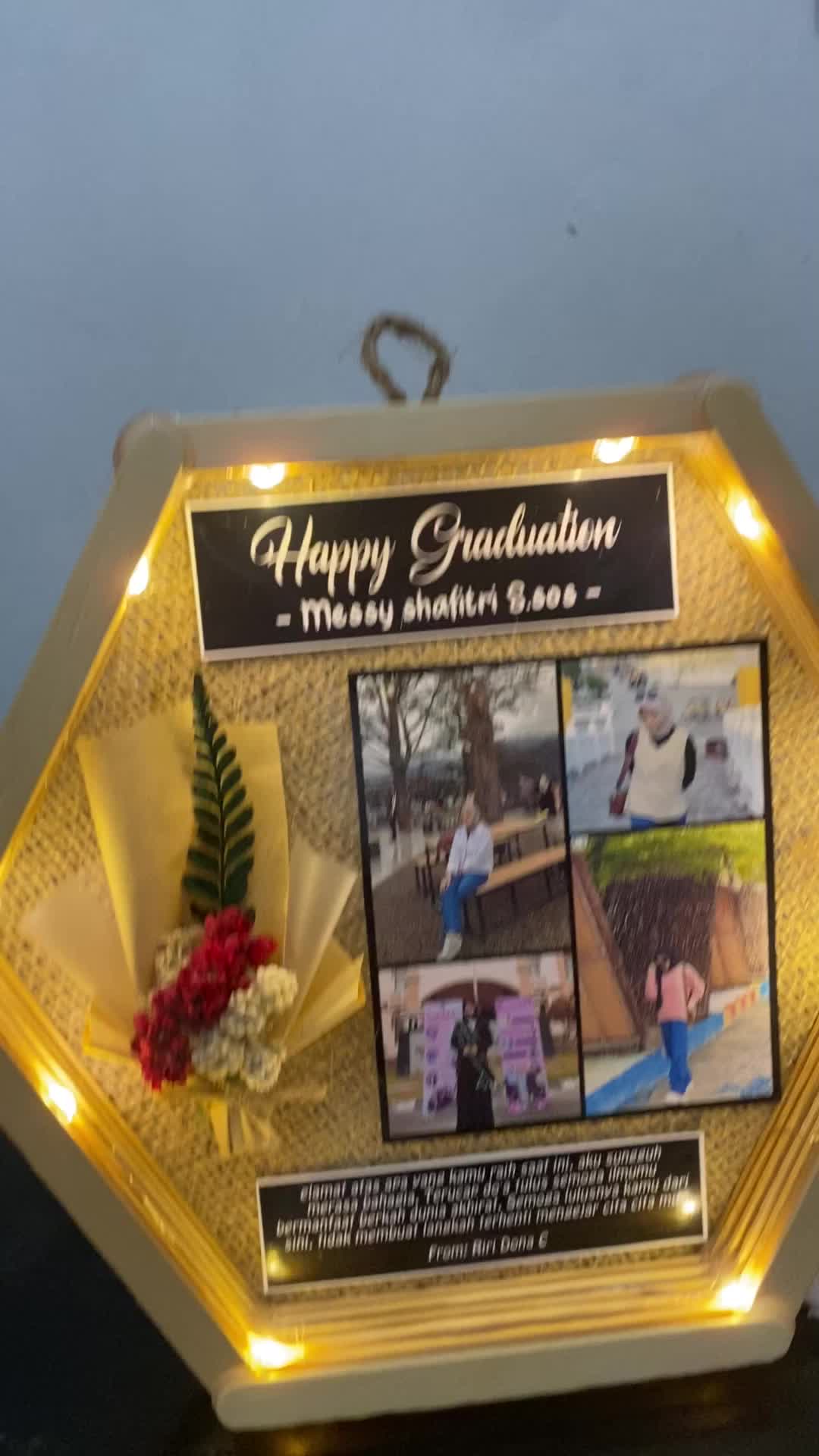Hexa Frame Background Goni (Free Giftbox Rustik) Dipasang di Dinding Modern Buah Bunga Kado