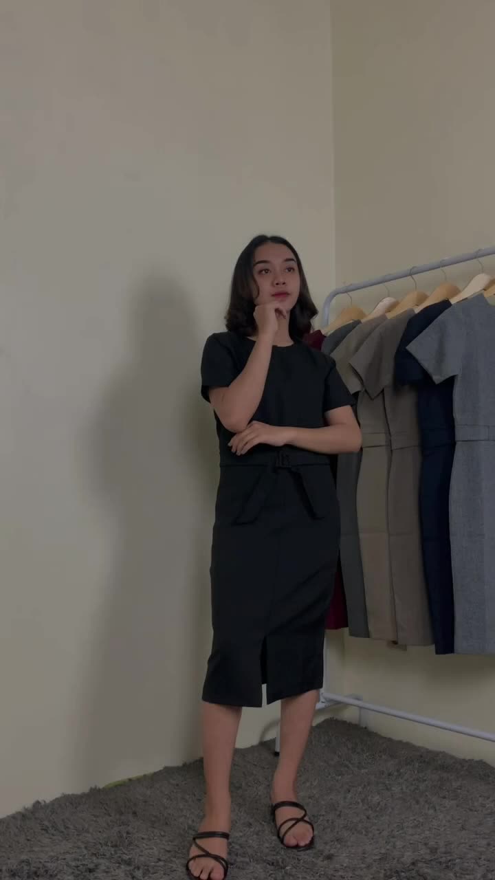 Dress bisnis Kerja Wanita mewah  Kantor dress pesta seragam spg Formal High Premium Quality Midi Hitam Kondangan