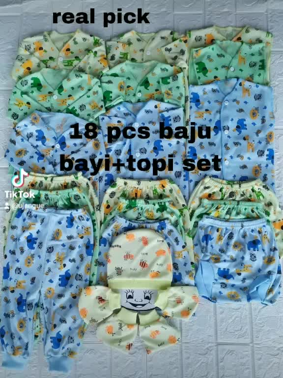 18 pcs baju celana bayi baru lahir  pree topi set 0-3 bulan