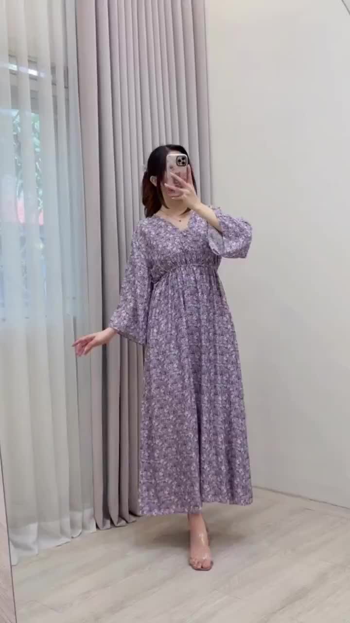 Amariel Levi Dress Panjang Daster Nyaman Kancing Karet Bumil Busui Friendly Katun Rayon