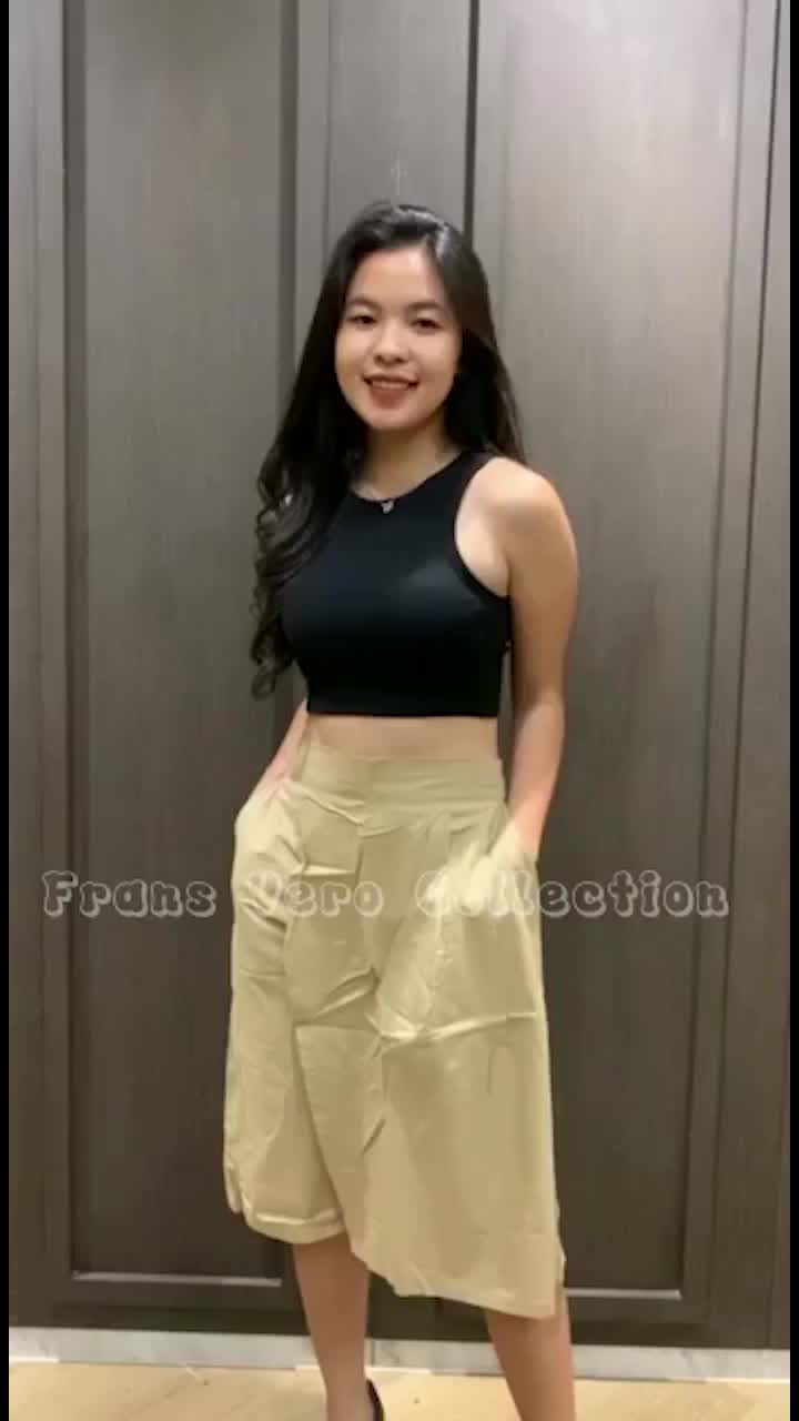 Skirt Cullote  888 Rok celana - Bahan katun paris, pinggang karet, P 65cm Fit to L besar