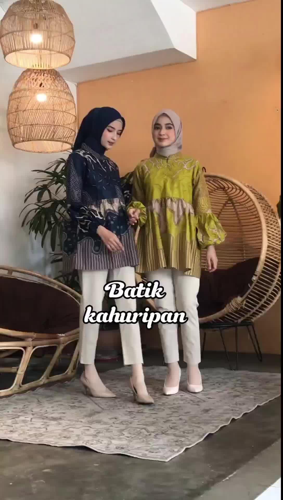 Batik wanita lengan balon Baju batik wanita kekinian