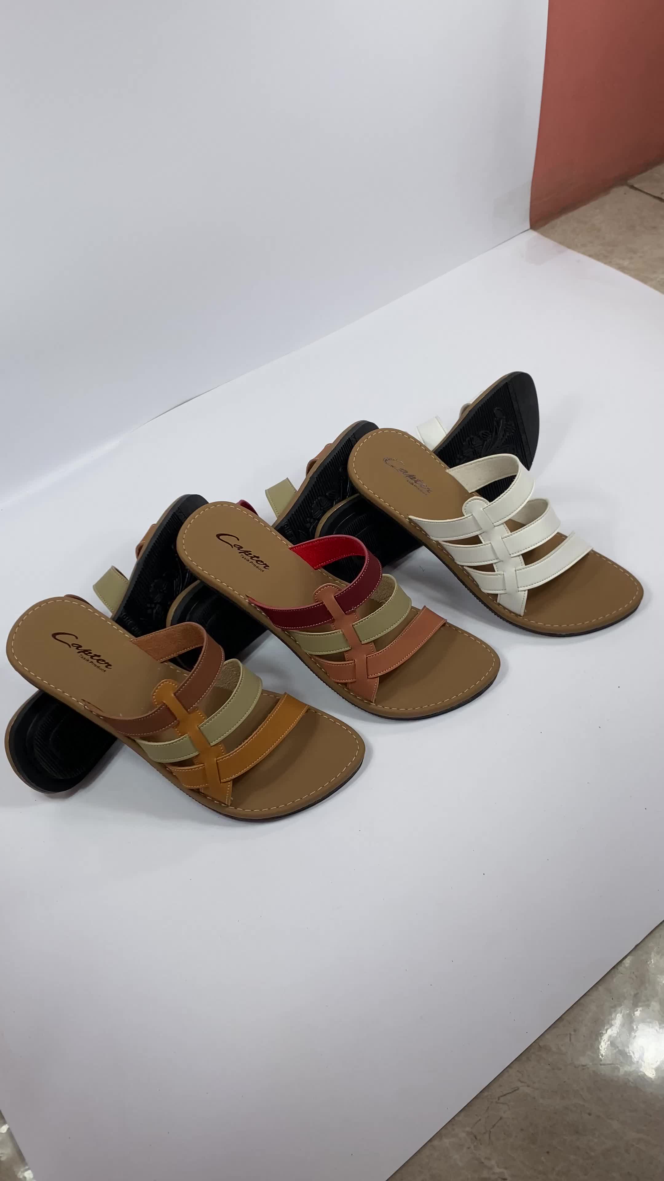 Sandal Wanita Capter Slop Strip 3 Sendal Sol Karet Anti Licin - Shoes Selop Cewek Jepit