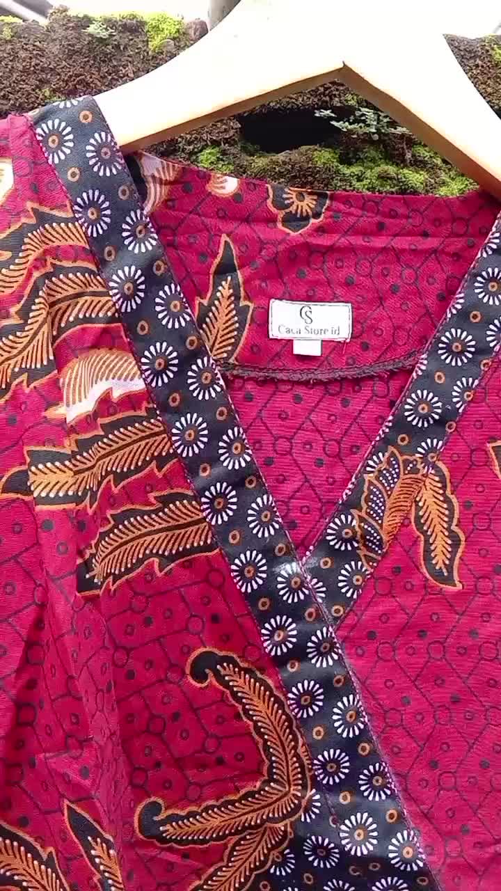 Cs-Atasan Batik wanita_(Rowo)-Katun prima Adem-Lengan pendek modern motif wine blus & kemeja
