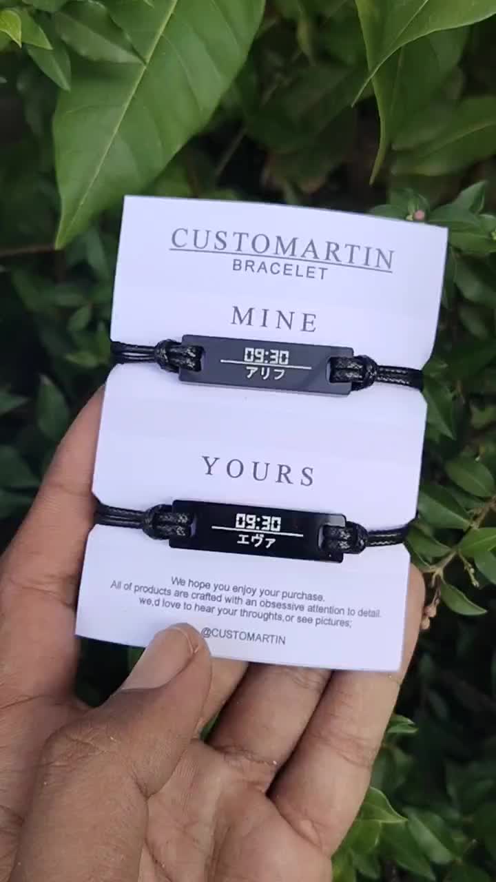 RECTA BLACK ACRL | Gelang Nama Custom Bebas Request couple Kado Anniversary ultah