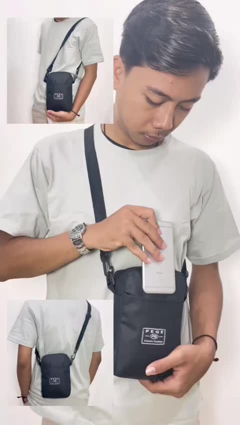 Tas Selempang Pria Slingbag Cowok Polos Hitam Model Simpel Kasual - PG - 8876