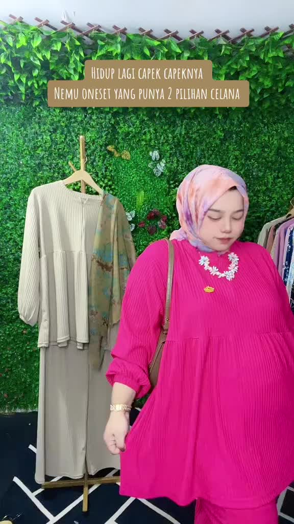 LA - ONE SET PUFFY JUMBO SETELAN CELANA BUSUI LENGAN BALON BIGSIZE KNIT IMPORT SETCEL KNITTING s/d BB 120Kg Baju Muslim Oversize
