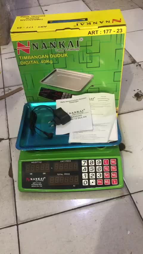 PROMO COD NANKAI/TRODON Timbangan Buah Digital Computing Scale 40kg Double Display/Timbangan Buah loundry Timbangan Dapur Hijau Kitchenware