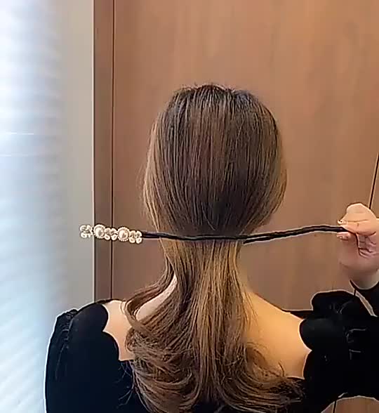 Ikat Rambut Sanggul Wanita Korea Modern Simple Elegan Hair Bun Motif Mutiara Diamond Kunciran Cepol Aksesoris Rambut HZD Collection AR03