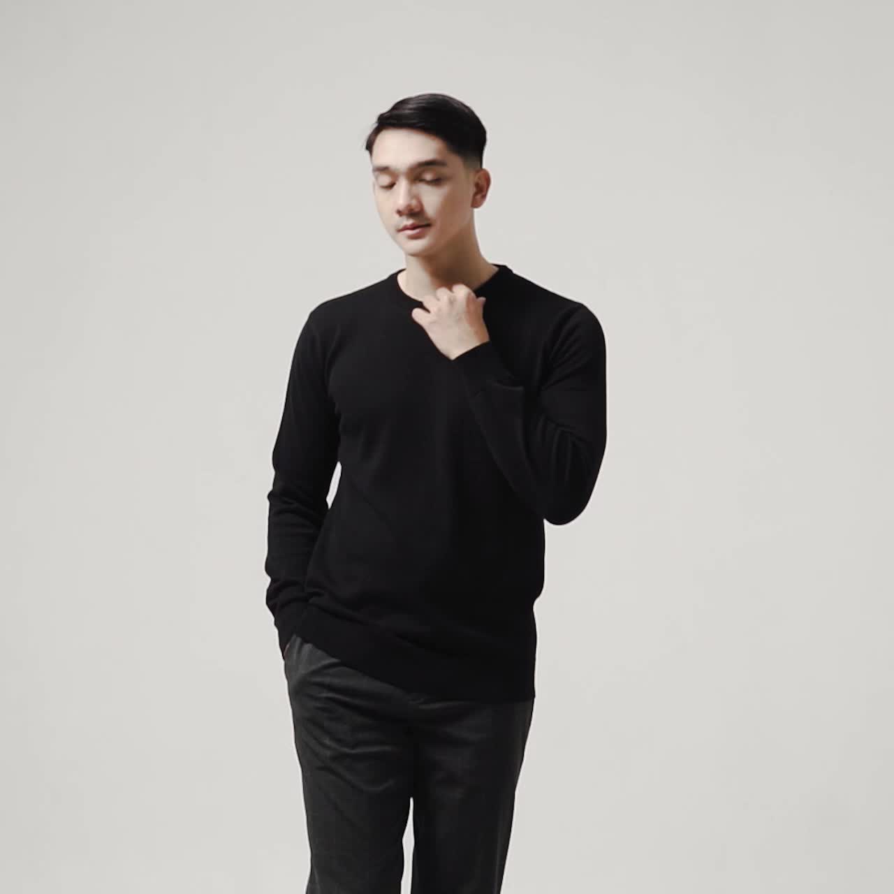 Gomuda Sweater Rajut Pria Crewneck Knitwear Lengan Panjang