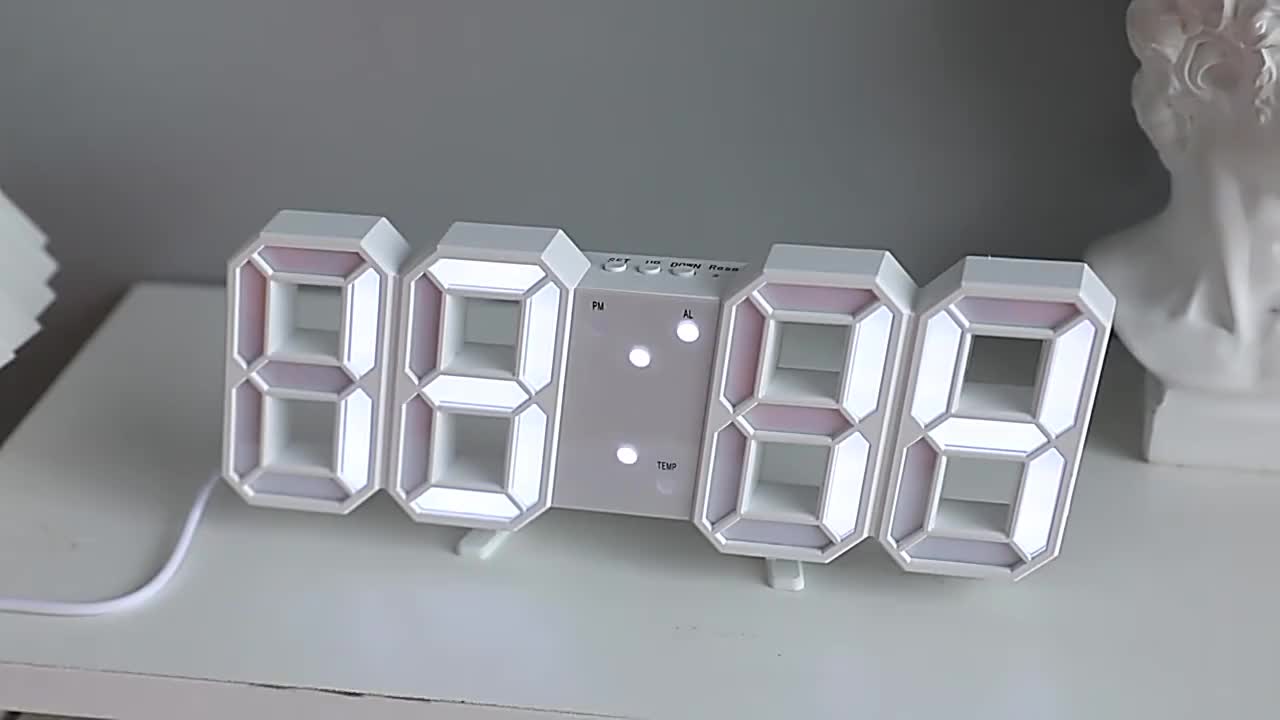 Jam Dinding Digital LED 3D Gaya Modern Untuk Dekorasi Ruang Tamu Alarm