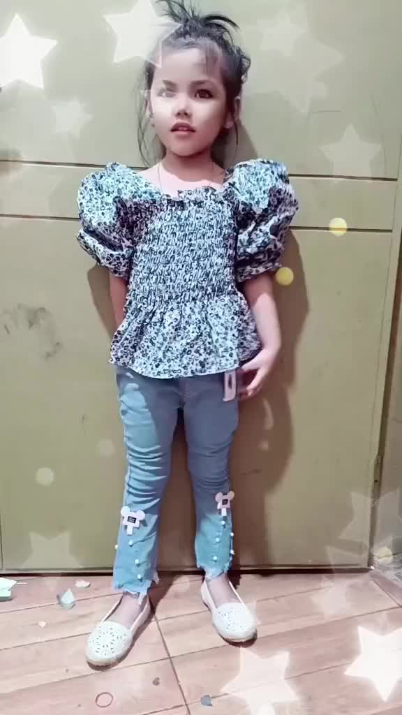 Baju Motif Bunga Setelan Celana import anak perempuan Usia 5-11 th terbaru 2024 kekinian t Lengan pendek Jeans Cewek Set Fashion