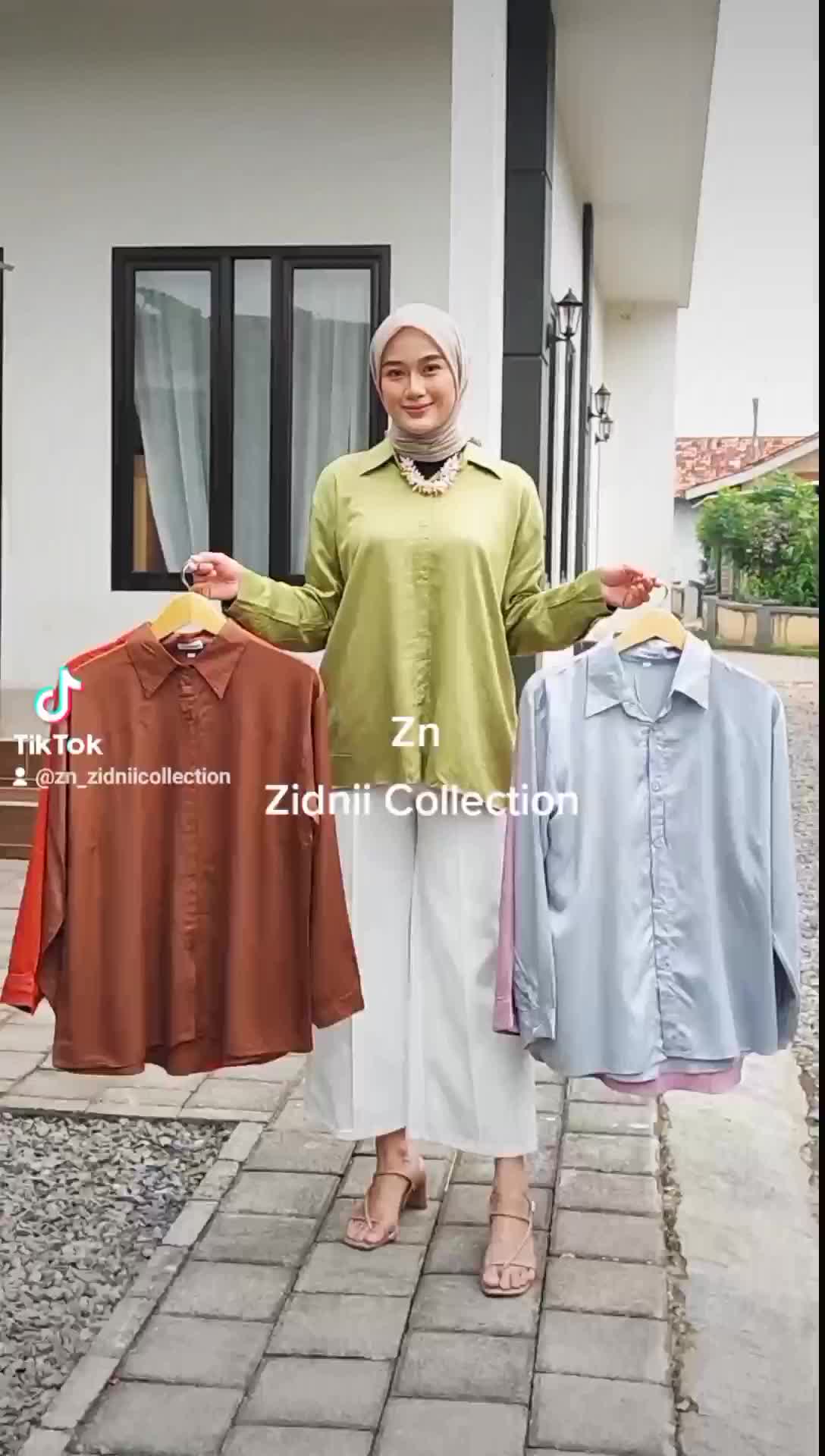 Zidnii shirt Kemeja wanita Kemeja Polos Rayon Twill kemeja Polos Santai kancing  atasan Santai Katun Busui Variasi Panjang Baju Oversize