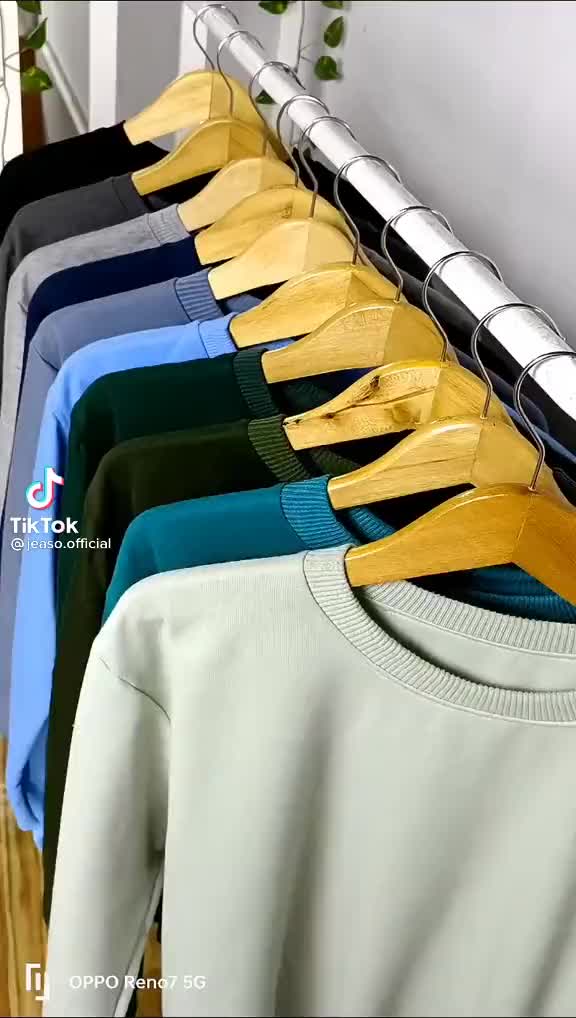 Crewneck Sweater Pria Wanita Polos Fleece Lembut Nyaman Panjang Basic Hitam Hijau dll Hoodie Sweatshirt Zipper Distro Keren Cowok