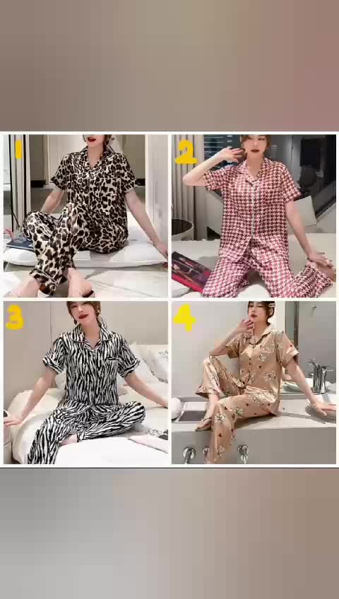 Setelan piyama satin premium lengan pendek celana panjang piyama wanita baju tidur wanita setelan