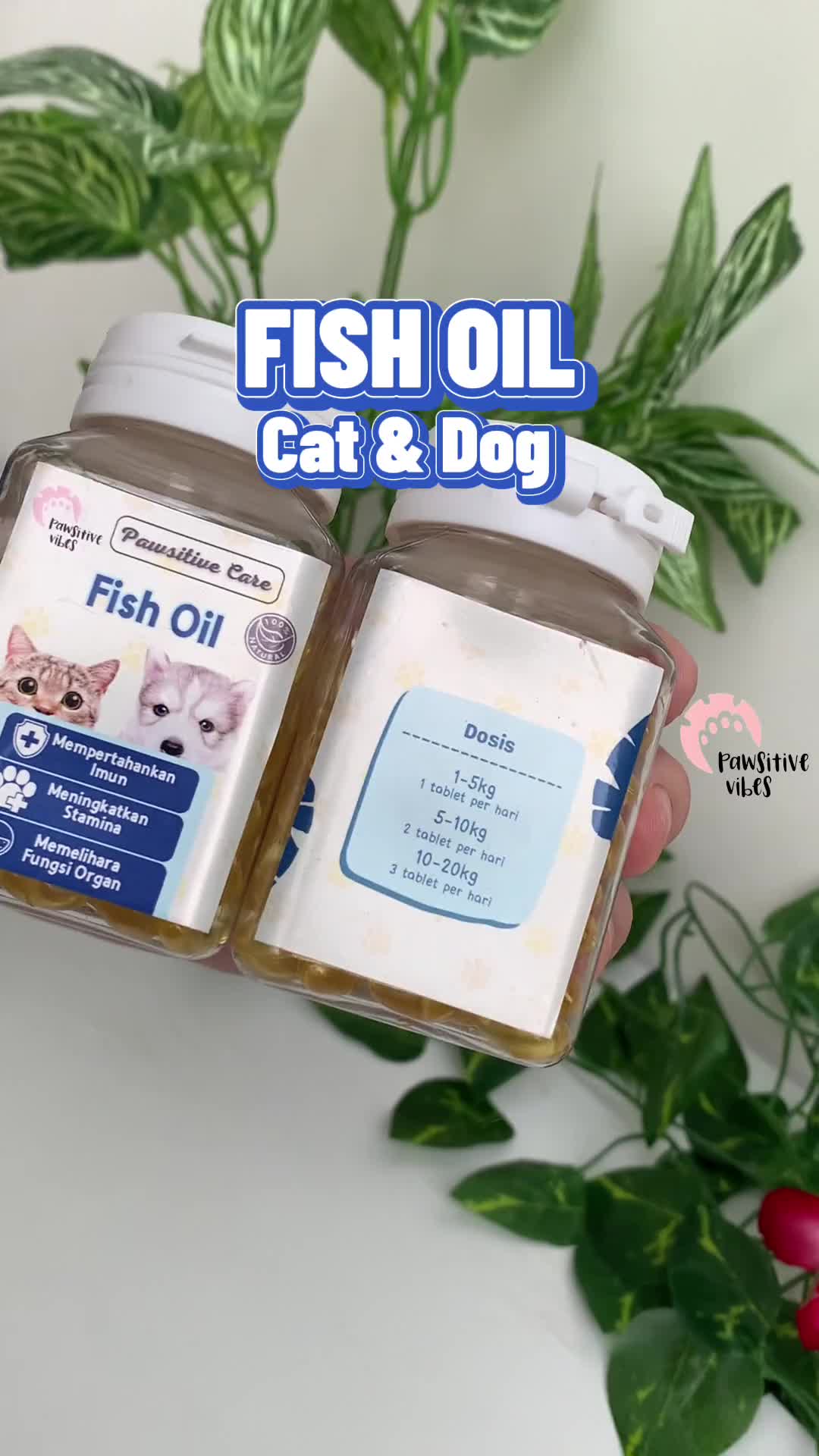 Pawsitive vibes Minyak Ikan Vitamin Kucing Anjing Fish Liver Oil 150 Kapsul vitamin minyak ikan