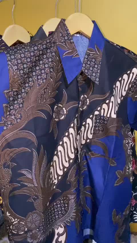 Kemeja Batik Pria Lengan Pendek Jumbo Kantor Printing Baju Kerja Hem Seragam  Kantor Motif M L XL XXL Nyaman Cowok Hitam Casual Katun