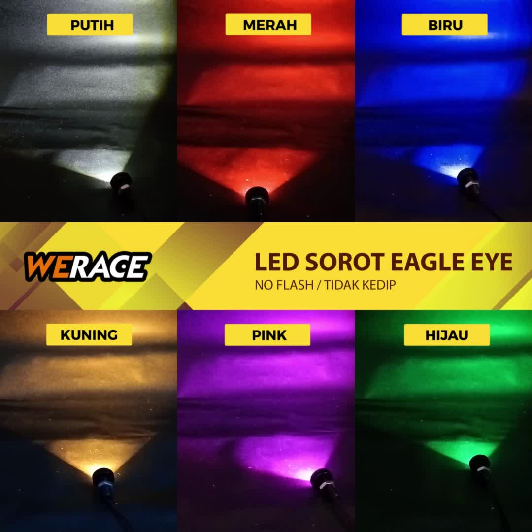 WERACE Lampu LED Sorot Eagle Eye Mata Elang No Flash Waterproof Sepasang 2 Pcs