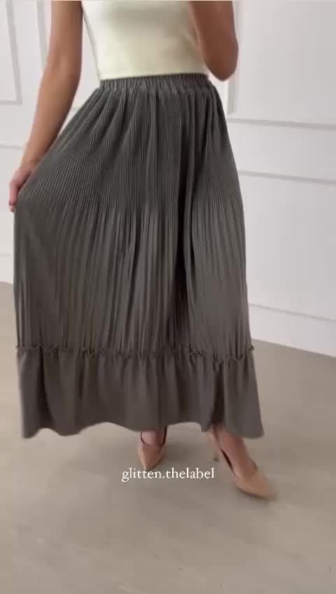 Rok Plisket Lidi Cabang / Rok Plisket Duyung / Rok Plisket Mayung Cabang Premium / Pleated Skirt (021) Karet Melar