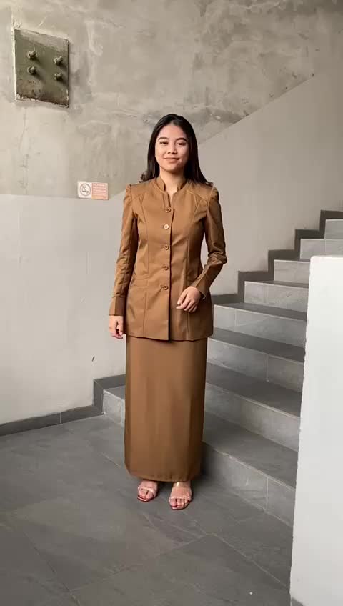 110 - Seragam Stelan /Atasan /Bawahan Wanita Khaki Tua