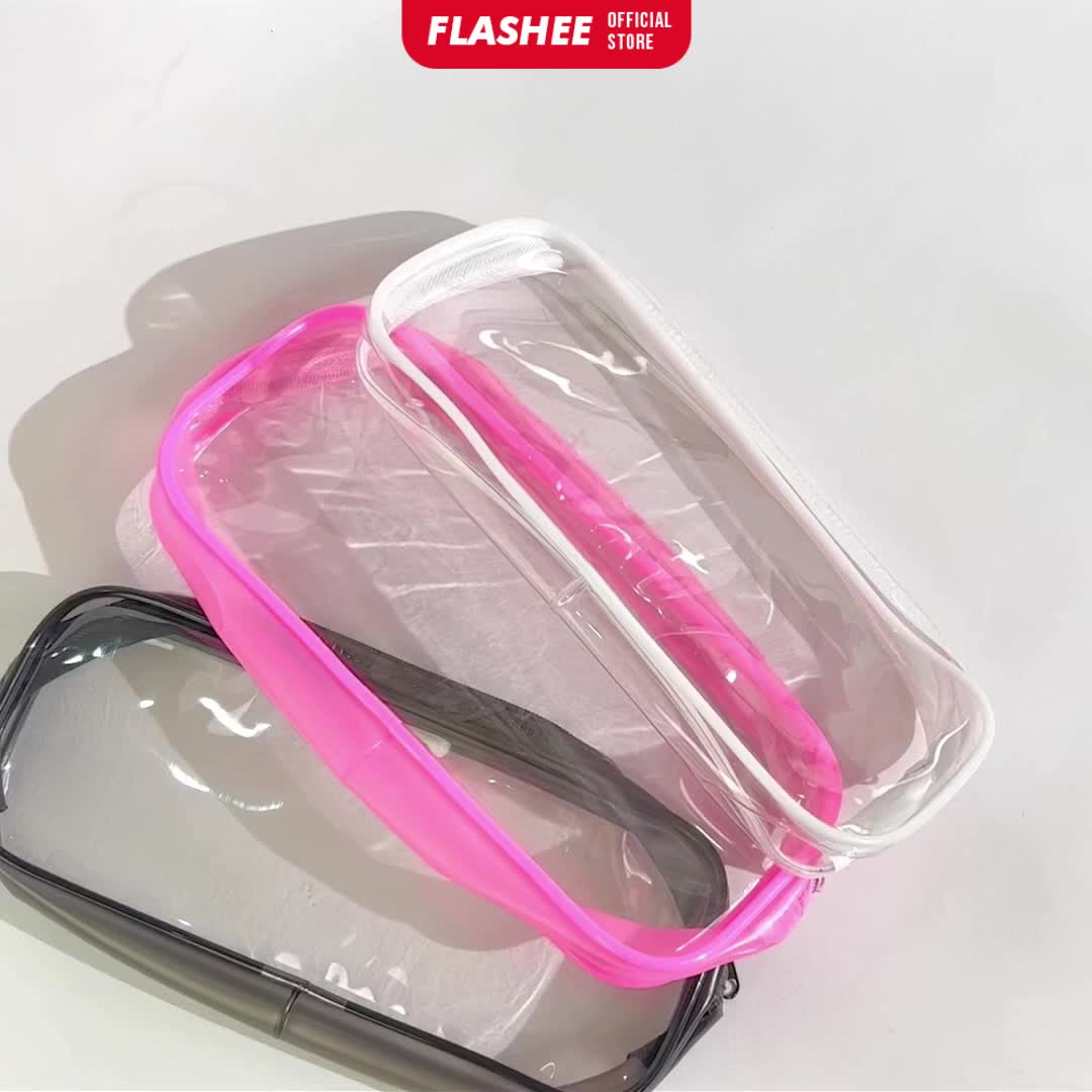 Flashee Tempat Pensil Kotak Pensil Dompet Pouch PVC Transparan Resleting Kapasitas Besar Organizer Pouch