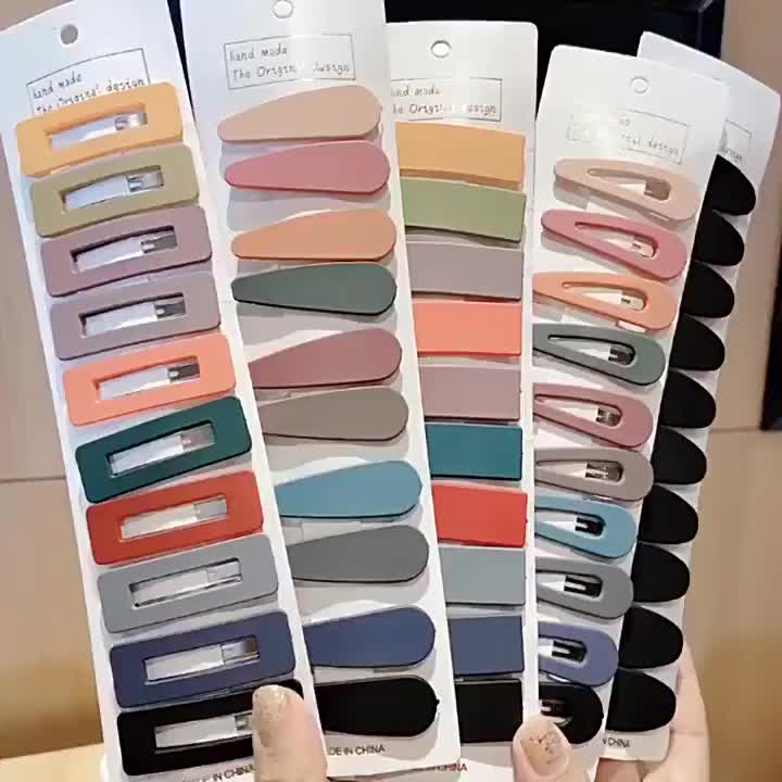 BISA COD F5800 Jepit Rambut Warna-Warni Bentuk Oval Lancip Petak 1 Set Isi 10 Pcs Aksesoris Anak Clips Fashion