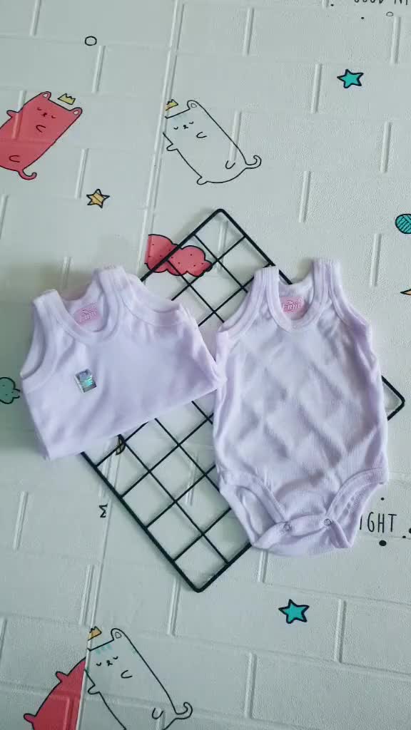 Paket 3 Pcs Kaos Dalam / Jumpsuit ENJIE / Kaos Dalam Bayi Anak Laki Laki Perempuan Baru Lahir 0 - 2 Tahun Putih - Newborn  Katun Lengan Cewek