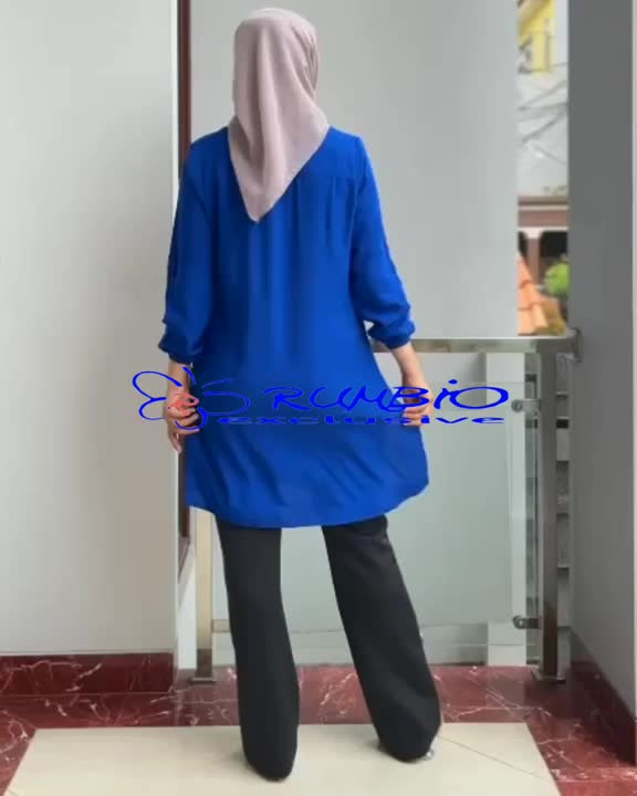 Rumbio Exclusive Tunik Polos Wanita Dewasa Lengan Panjang Atasan Bahan Katun Rayon Premium Pakaian Kerja dan Kuliah Remaja Muslim