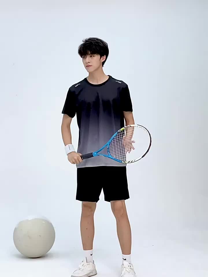 KAMB desain asli set 2 bagian unisex setelan kaos olahraga futsal/t shirt running Elastisitas tinggi, menyerap keringat dan bernapas Pria Pakaian Sport