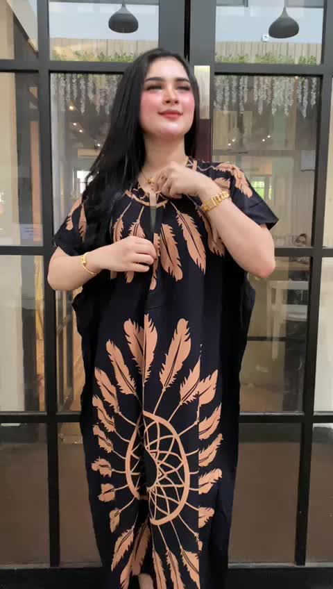Daster kalong jumbo wanita murah Musim panas busui nyaman rayon  bumil  motif  kancing  tidur  dress