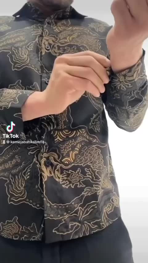 baju kemeja batik pria lengan pendek Katun Slim-fitting