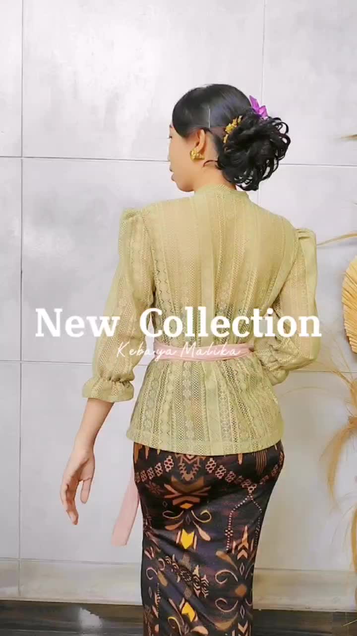 (HANYA KEBAYA) Baju Kebaya Brokat Malika Bet Pecah Lengan Kerut Bali Wisuda Modern Murah