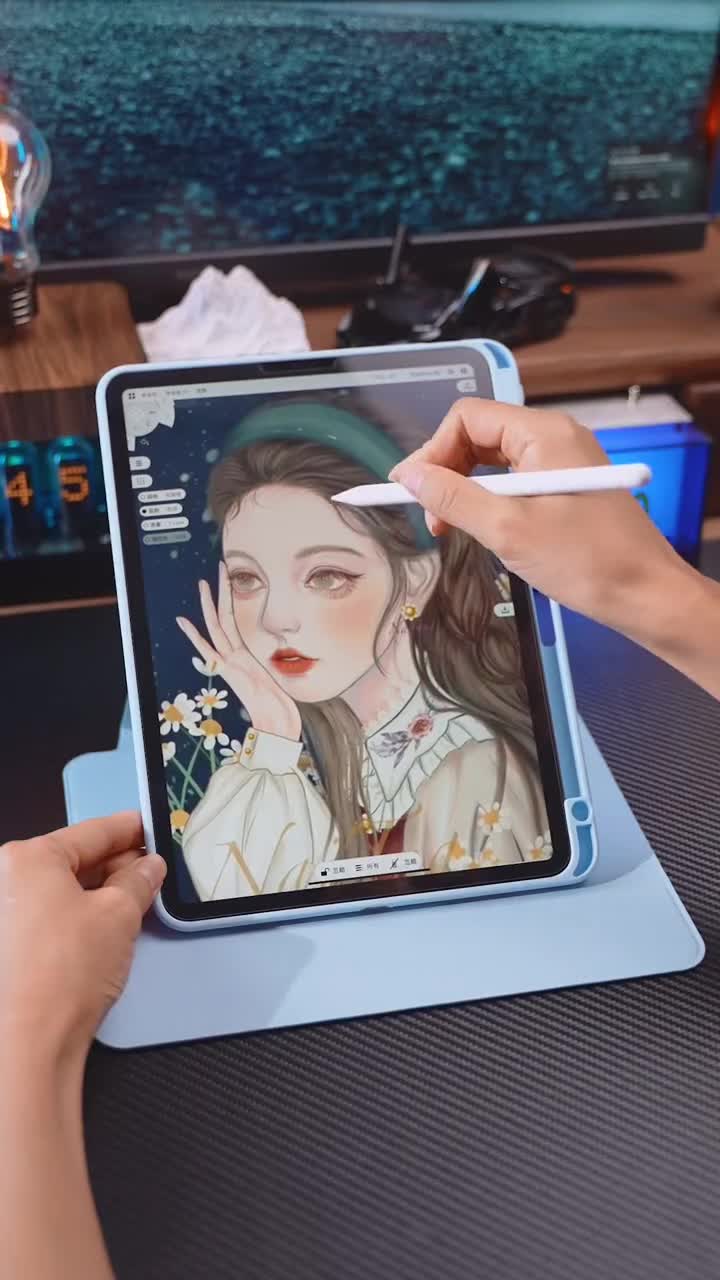 720Rotate Flip Case 10.2 inch iPad 5 6 9 7th 8th Gen Autolock Foldable Case IPad Pro 10 11 Acrylic Crystal Clear Protective Tablet Holder Case with Pencil Holder Cover Protection Casing