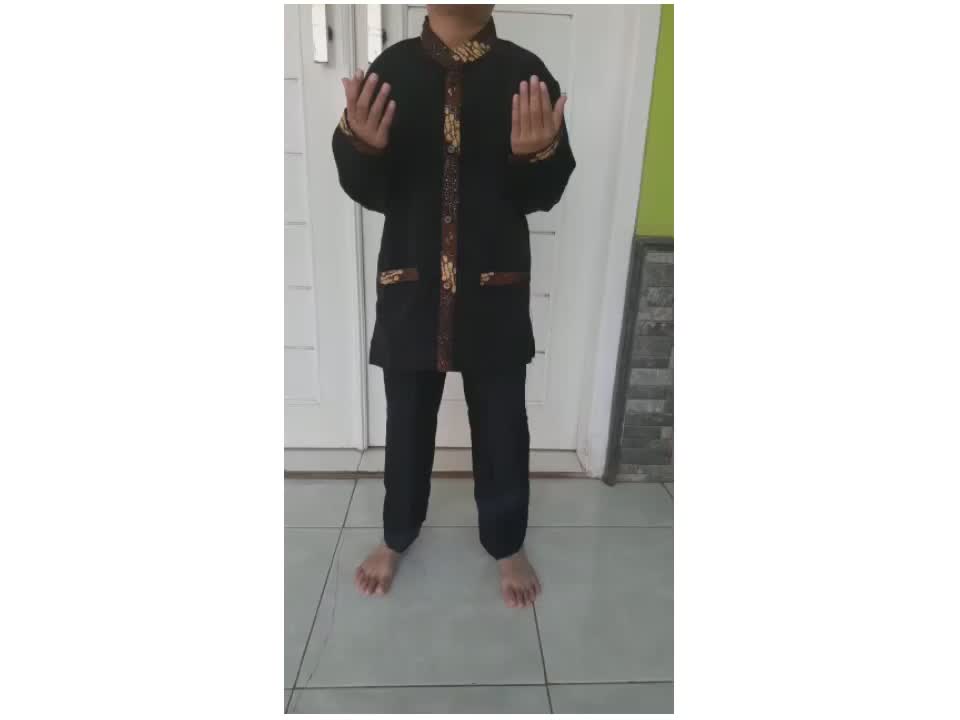 Bestway Setelan Baju Pangsi Anak Usia 3-12 Tahun Kemeja Kain Katun Motif Fashion Koko Panjang Celana Setelan Tradisional Hitam untuk Sekolah & Turki Muslim