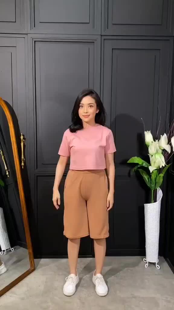 [ISI 3 PCS] Celana Kulot Pendek 7/8 Wanita Bahan Crepe Tebal Tidak Nerawang Low Waist Slim-fitting Polos A-Line Santai Hitam