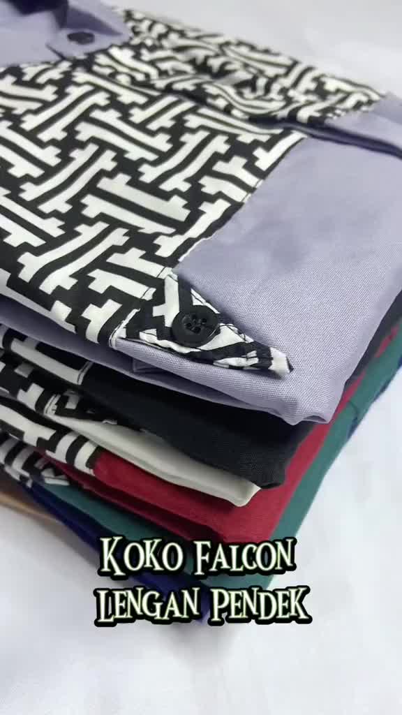 baju  koko kurta falconn lengan pendek full katun Cokelat Hitam Navy Putih