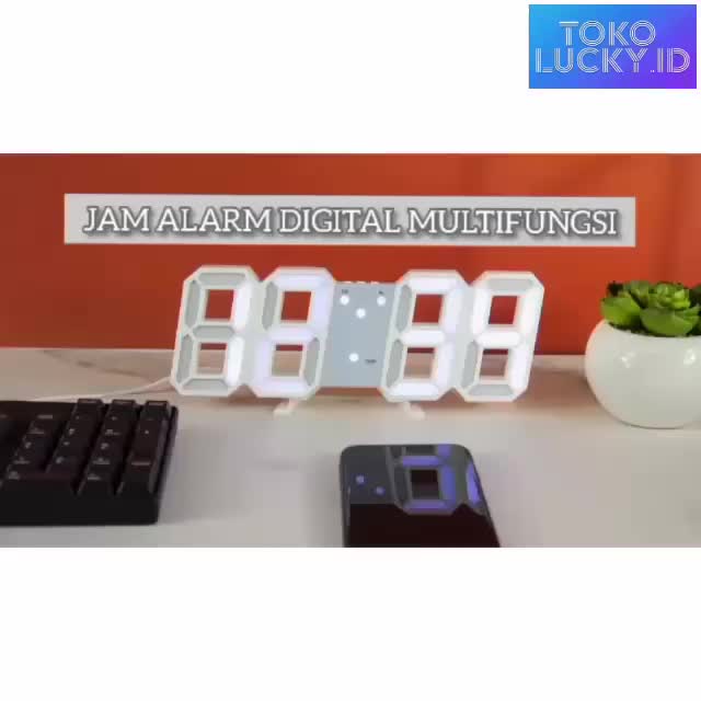 Jam Dinding Digital USB Alarm 3D 2in1 Multifungsi Gantung LED