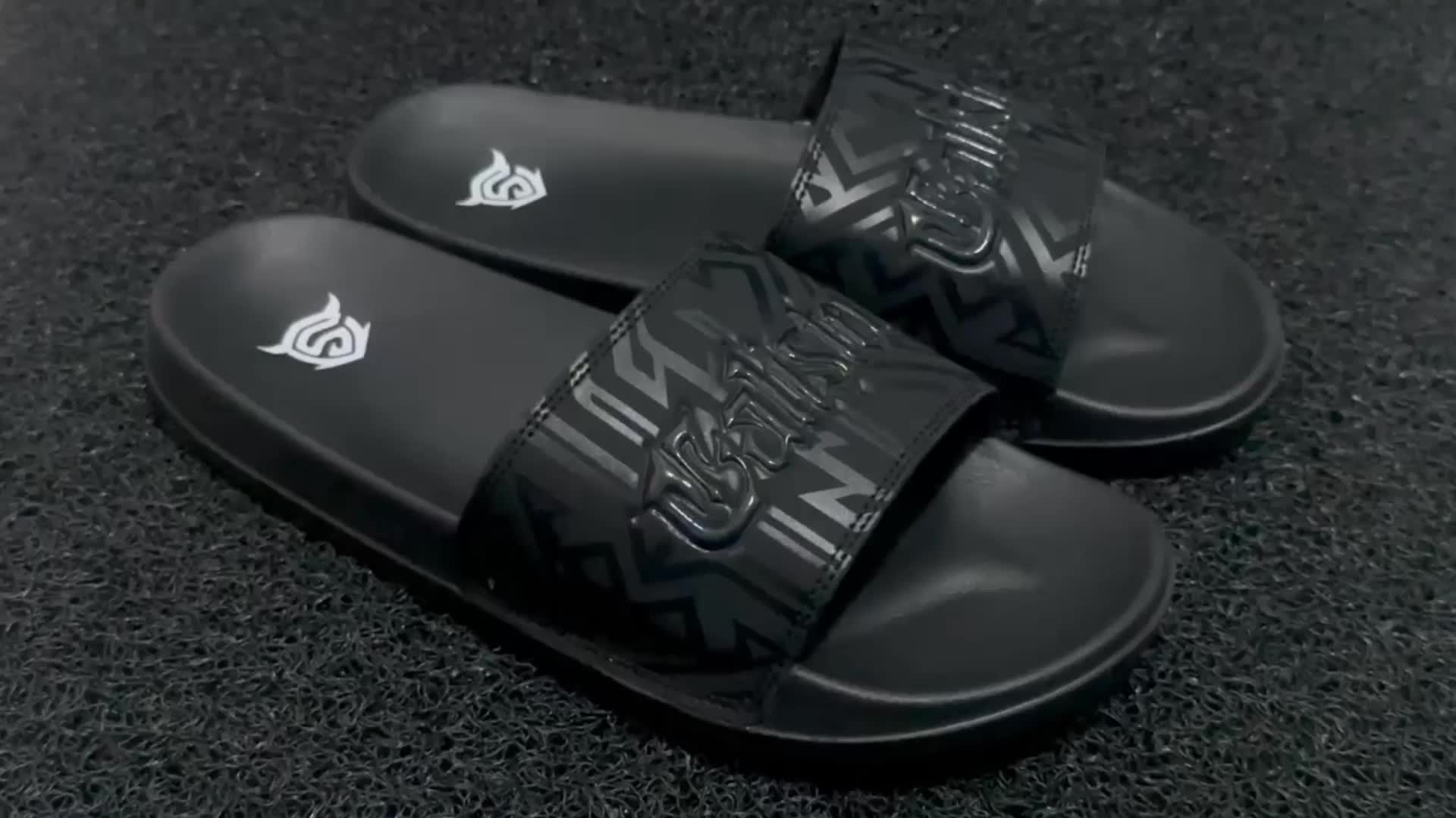 Calister Sandal Selop Pria Full Hitam Evolution Font Shoes Karet Sendal antiselip simpel