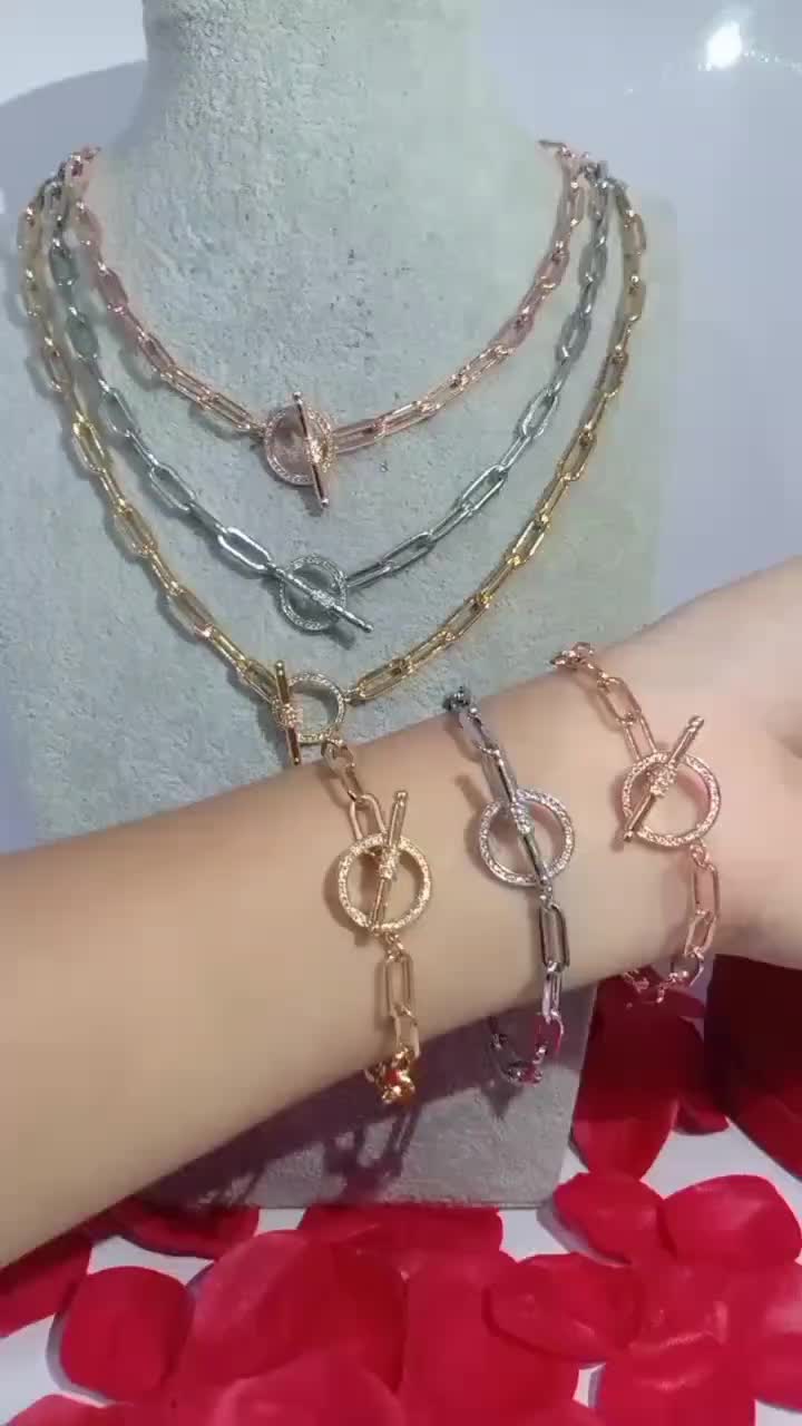 Xuping 88 Kalung dan gelang wanita imitasi KL02 paperklip Stainless