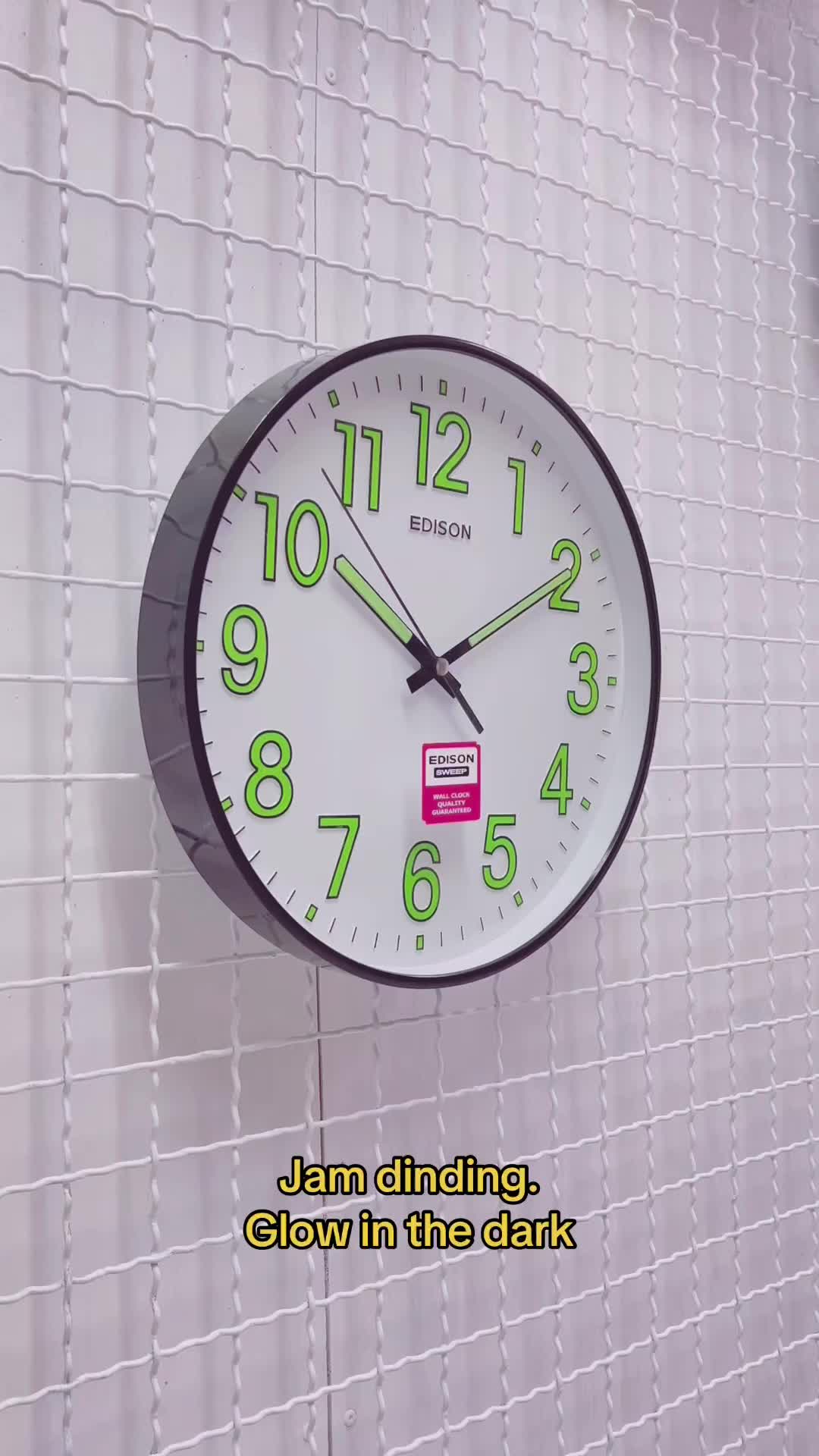 Jam Dinding Edison Sweep ES 320 T64 Glow in the Dark Timbul Diameter 320mm 32cm Putih