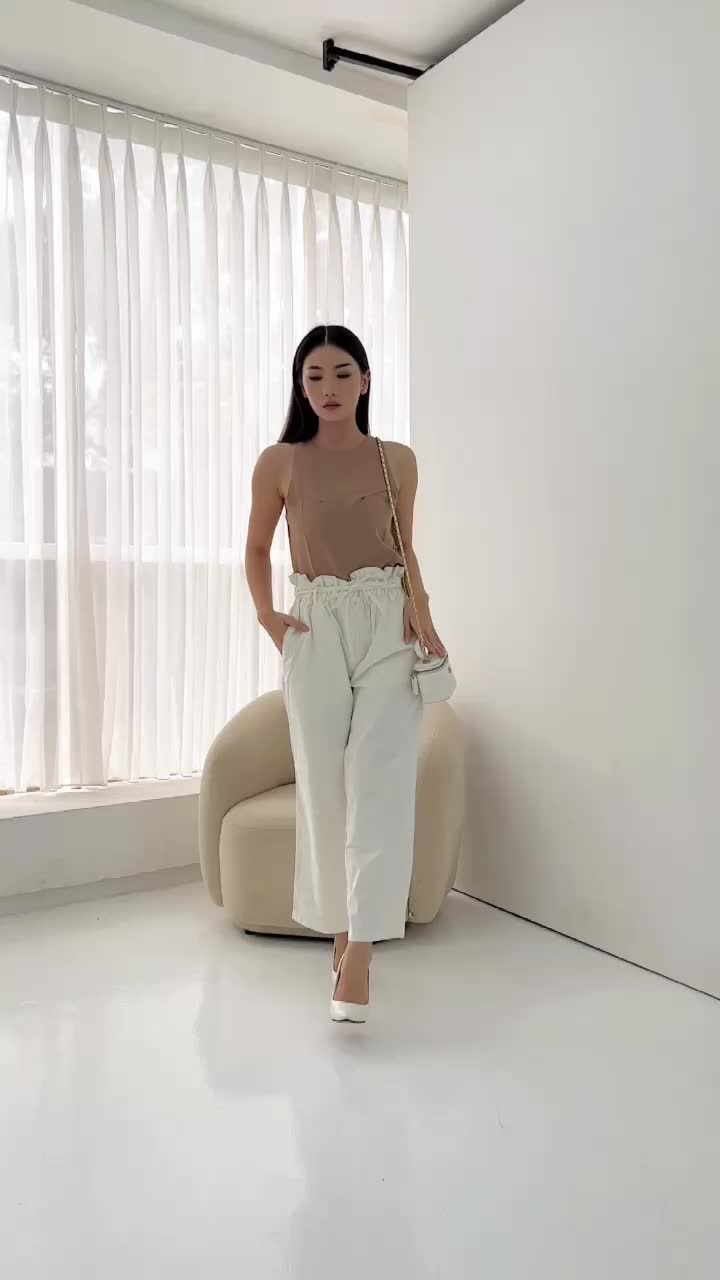 NJONJAGAN - Jovie Scrunchie Pants / Celana Panjang Wanita | Celana Panjang Wanita Highwaist | Celana Panjang Karet