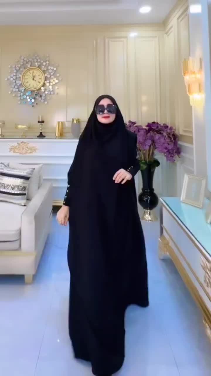 NUSAIBA SYARI UMROH HAJI GAMIS CADAR FK BY ARSY HIJAB White Hitam Putih
