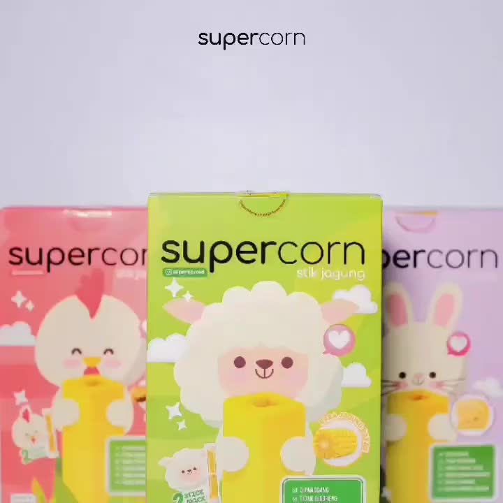 SUPERCORN Stick Jagung 120gr - Snack Anak 1 Tahun | Cemilan Corn Stick Non Msg Rasa Jagung Bakar, Ayam Bakar dan Keju | Snack Mpasi