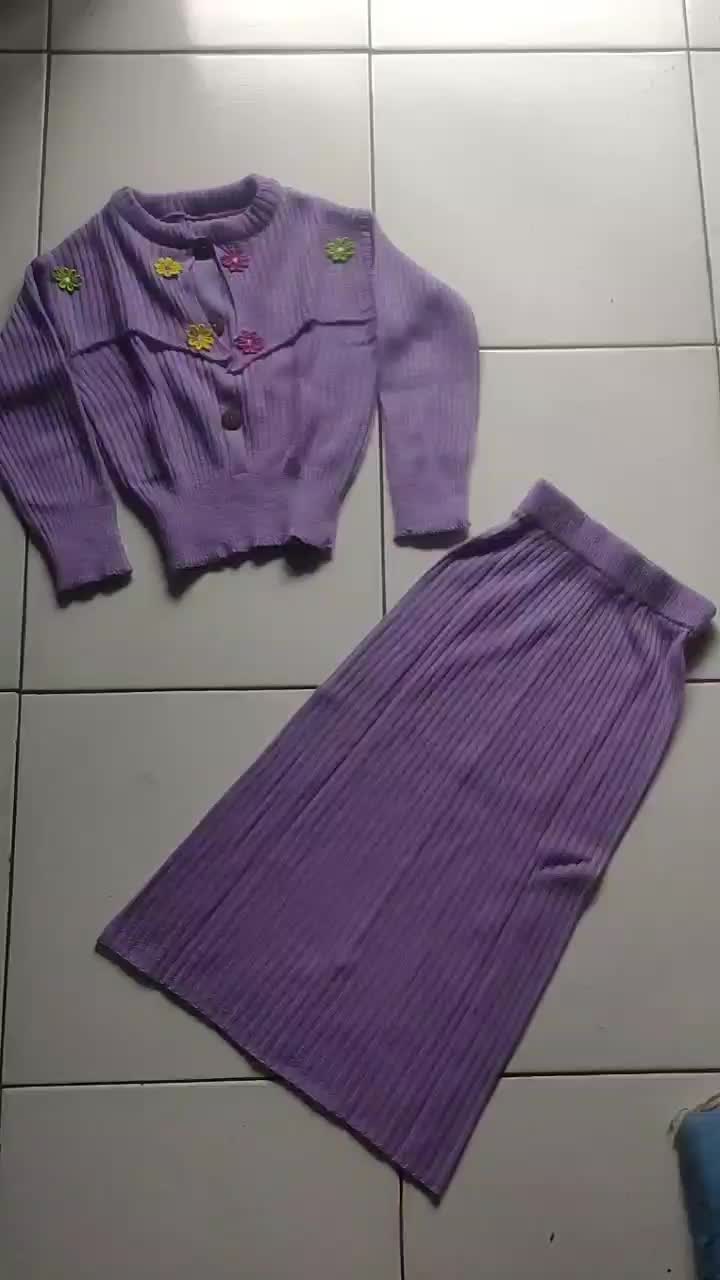 setelan rok rajut anak perempuan motif bunga usia 1-10 tahun Parsel Cewek