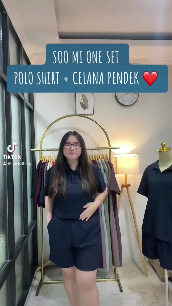 [Bisa COD-Ready] Soo Mi One Set Polo Celana Pendek Kantong Hornet Knit Allsize