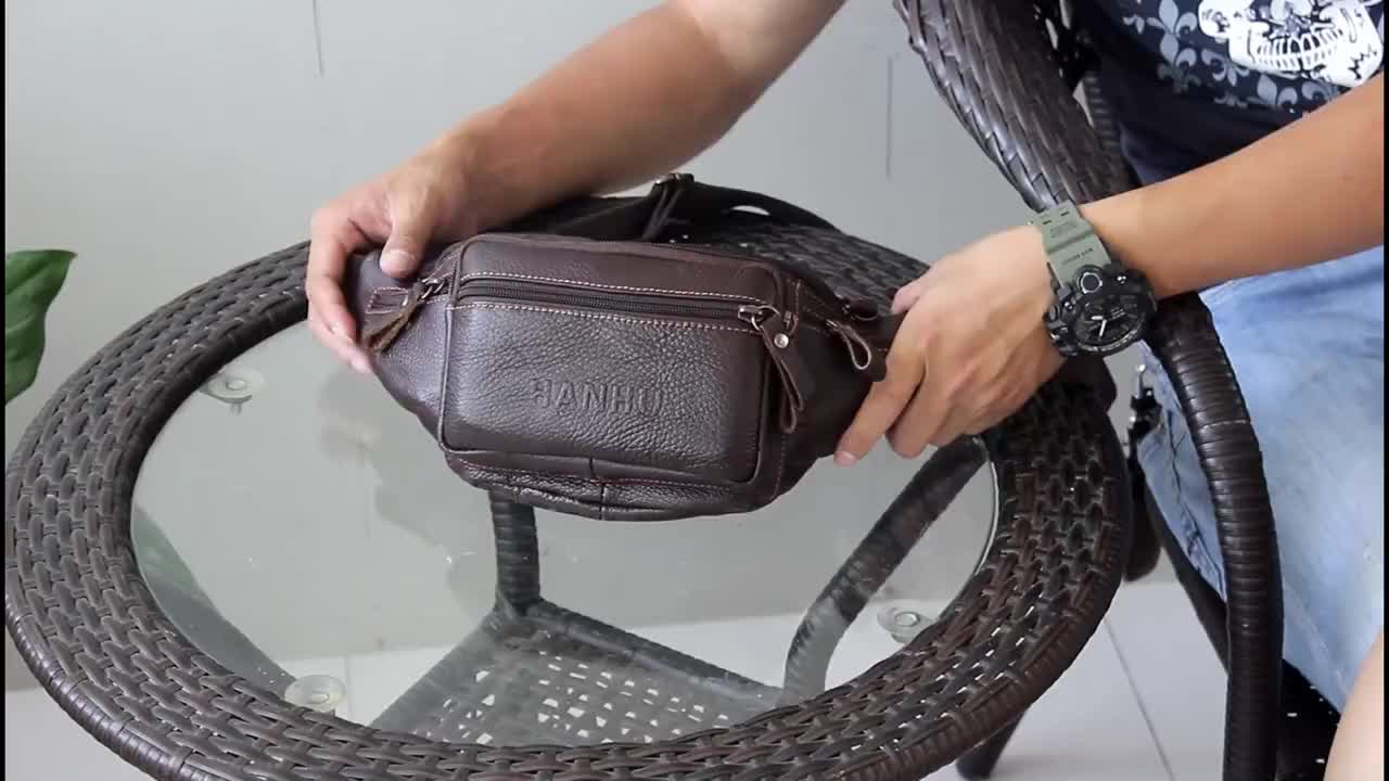 Waist Bag Tas Pinggang Selempang Kulit Sapi Asli Pria