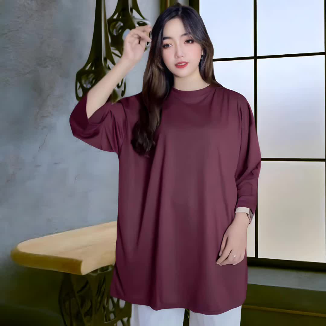DEWIE ATASAN OVERSIZE LD 130 POLOS BASIC baju wanita  kaos  oblong Panjang Variasi Kombinasi